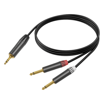 Cable de Audio | Plug 3.5mm estéreo a 2 Plugs 1/4 in mono | Conector Seetronic Serie M MTP3C-BG - MP2X-BG | Longitud 5m