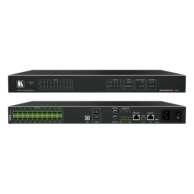 Matriz de Audio Digital | 20 Puertos Analógicos Configurables | DSP Multicanal | AEC | Amplificador 2x60W + 1x120W | Dante 4x4 | HDMI 4K60 | USB Plug & Play | Montaje Rack 1U