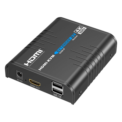 Extensor KVM HDMI 4K a 60 Hz | Transmisión hasta 120 mts con CAT6 | Resolución 4096x2160@60Hz | Ancho de Banda 18Gbps | HDCP1.4 y HDCP2.2 | Latencia 120~170ms | Conexión 1:1, 1:N, N:1, N:N | Solo Receptor