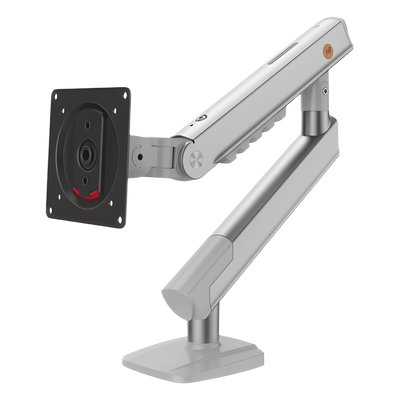 Brazo Ergonómico para Monitor A5-XS / Soporte 17\" a 32\" / VESA 75x75 y 100x100 mm / Carga 2-7 kg (4.4-15.4 lbs) / Ajuste de Tensión / Rotación ±90° / Color Blanco / Instalación Abrazadera o Pasacables