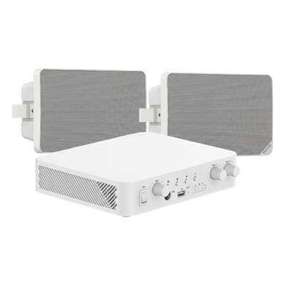 Kit de Audio | 70/100V | 2 Altavoces de pared | Bluetooth | Color Blanco | Hik-Connect 