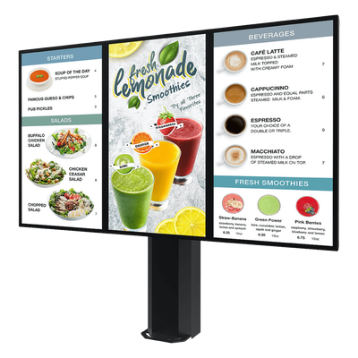 Montaje Tipo Kiosco para exterior compatible con Pantallas de 55" Samsung OH55AS / Diseño Ultradelgado / METAL / Exterior IP65 / Base Pedestal 8" / Soporte para 3 pantallas