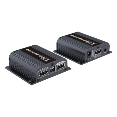 Kit Extensor HDMI para distancias de 50 metros / Soporta resoluciones 720 y 1080P @ 60 Hz / Cat 6, 6a y 7 / Salida Loop en el Tx para visualización local /  Configuración EDID / Soporta control remoto del equipo fuente / Alimente solo el Tx 