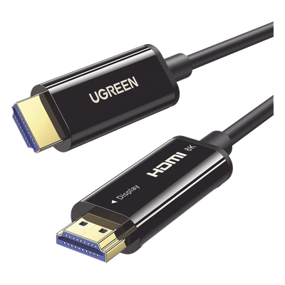 Cable HDMI de 30 Metros (98.43 Pies) por Fibra Óptica 8K@60Hz / Fibra de 4 Núcleos + Cobre EstaÑado de 7 Núcleos / Compatible con HDMI 2.1 / Alta Velocidad 18 Gbps / 3D / HDR / Caja de Aleación Zinc / Premium