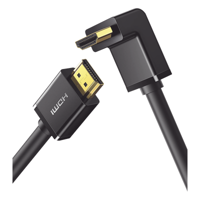 Cable HDMI 2.0  en Angulo de 90°  / 2 m / 4K@60Hz / HDR / 3D / HEC (Canal Ethernet HDMI) / ARC (Canal de Retorno de Audio / CEC / 32 canales de Audio / HDCP 2.2 / Dolby Atmos / 18 Gbps / Blindaje Múltiple
