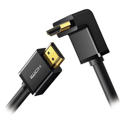 Cable HDMI 2.0 en Ángulo de 90° / 3 Metros (9.84 Pies) / 4K@60Hz / HDR / 3D / HEC (Canal Ethernet HDMI) / ARC (Canal de Retorno de Audio) / CEC / 32 Canales de Audio / HDCP 2.2 / Dolby Atmos / 18 Gbps / Blindaje Múltiple