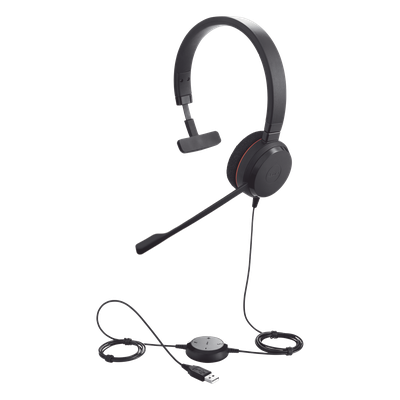 Jabra Evolve 20 Mono con conexión USB, micrófono con cancelación de ruido de ultima generación, configuración Plug and Play (4993-829-209)