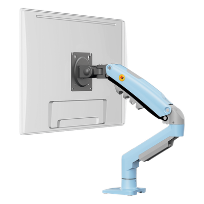 Brazo Ajustable para Monitor Ergonómico / Compatible con Monitores de 17" - 30" / Capacidad de Peso hasta 9 kg / Rotación 360° / Inclinación +85° a  -30° / Giro 180° / Ajuste de Resorte de Gas / Color Azul