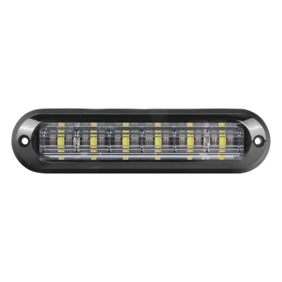 Luz Auxiliar Ultra Brillante  IP67 de 6 LEDs, Color Rojo/Claro, con mica transparente y bisel negro