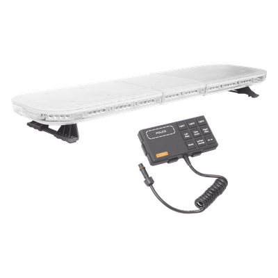Barra de luces de 47" rojo/azul, 88 LED, con control de tráfico en color ámbar, ideal para equipar unidades de seguridad publica