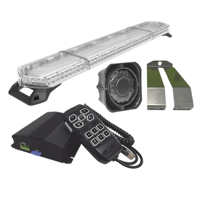 Kit de Sirena, Bocina y Torreta de 48", Con 96 LED, Ambar, Ideal Para Equipar Unidades De Seguridad Privada, MinerIa e Industria