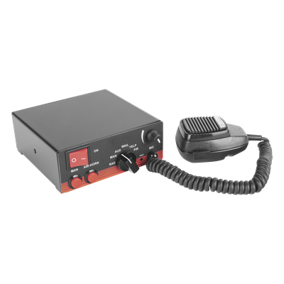 Sirena Vehicular de 200W de Potencia, Con Switch Giratorio de 6 posiciones, Micrófono de Uso Rudo e Interconexión a Radio