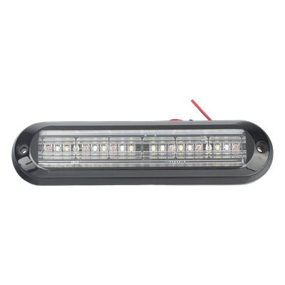 Luz Auxiliar, Ultra Brillante, IP67, 18 LEDs, Tricolor, Color Rojo/Claro/Azul, con mica transparente y bisel negro