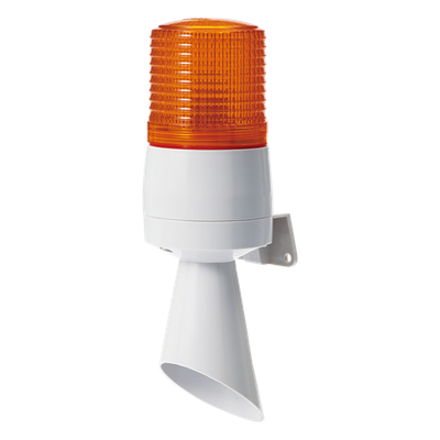 Luz LED con patrones de destello fijo y destellante con buzzer incorporado de alto volumen Máx. 95 dB color Ámbar 24 VCD