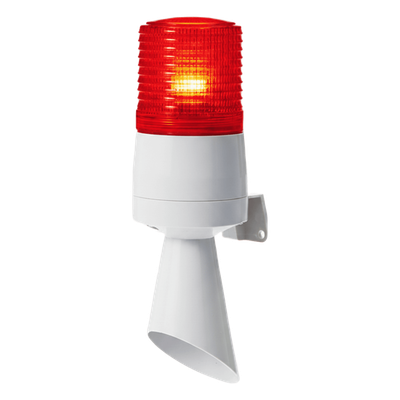 Luz LED con patrones de destello fijo y destellante con buzzer incorporado de alto volumen Máx. 95 dB color Rojo 24 VCD
