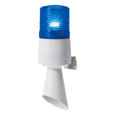 Luz LED con patrones de destello fijo y destellante con buzzer incorporado de alto volumen Máx. 95 dB color Azul 24 VCD