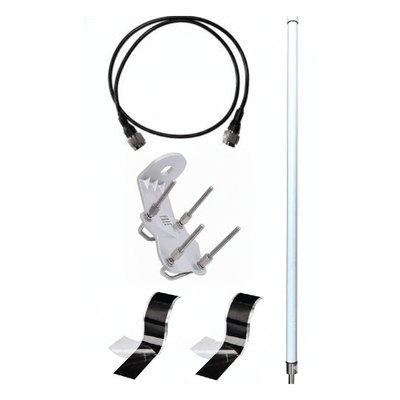 Antena LoRa Exterior Omnidireccional / 5dBi / Frecuencia 860-930 MHz / IP67 / Resistencia al Viento 200 km/h / Kit de Montaje en Poste / Cable Coaxial 1 metro