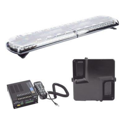 Kit de Sirena Vehicular H2 Covert, Bocina ultradelgada y Torreta 48" Serie 12 con 130 LED, dual color rojo/azul/claro/ambar, ideal para equipar unidades de policia