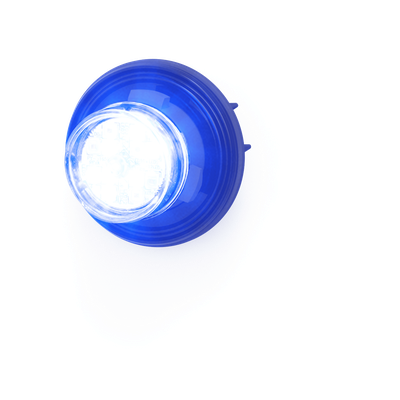 Estrobo Oculto de 12 LED, Azul/Blanco, Bisel Negro, Lente Transparente