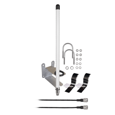 Antena LoRa Omnidireccional para Exterior / 6 dBi / 863-928 MHz / Dipolo Colineal / IP67 / Protección DC Ground / Resistencia al Viento 240 km/h (150 mph) / Cable LMR195 1 m (3.28 ft)