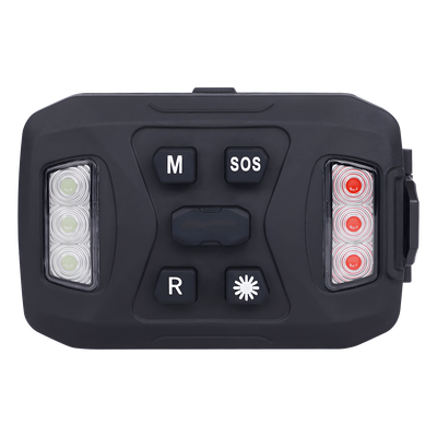 Luz Auxiliar Recargable, 26 LEDs, Rojo/Azul/Blanco, Incluye Clip y Base Magnética 
