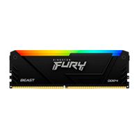 MEMORIA RAM KINGSTON DIMM DDR4 8GB 3600MT/S FURY BEAST BLACK XMP RGB CL17 288PIN 1.35V C/DISIPADOR DE CALOR P/PC/GAMER/ALTO RENDIMIENTO KF436C17BB2A/8