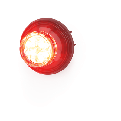 Estrobo Oculto de 12 LED, Rojo/Claro, Bisel Negro, Lente Transparente