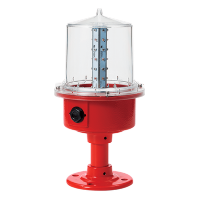 Luz de Obstrucción 24 VCD con Poste, de Aviación LED de Baja Intensidad (Tipo B), Certificación ICAO, Protección IP66 y Alta Durabilidad para Torres y Estructuras