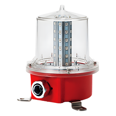 Luz de Obstrucción de Aviación LED de Baja Intensidad Tipo A Color Rojo, 110 VCA, Protección IP66 y Grado ICAO