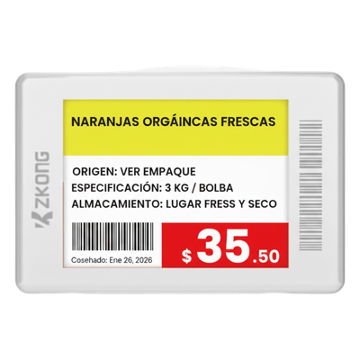 Etiqueta Electrónica de Estantería ESL 1.8 Pulgadas / Pantalla EPD a Color 224x168 píxeles / 4 Colores (Negro, Blanco, Rojo, Amarillo) / Batería 5 Años / Bluetooth LE 5.1 / Gestión en la Nube / NFC / CE ROHS FCC
