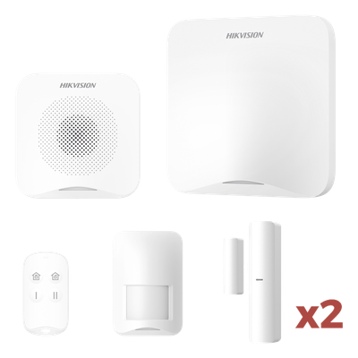 (AX HOME) KIT de Alarma AX HOME / Incluye: 1 Hub con batería de respaldo / 1 Llavero / 1 PIR / 2 Contactos Magnéticos / 1 Sirena / Wi-Fi / Compatible con Hik-Connect P2P y Hik-Partner PRO
