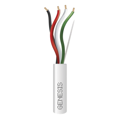 Bobina de 305 Metros (1000 Pies) / Cable de Cobre / 4 x 18 AWG / Riser / Color Blanco / Para Aplicaciones de Alarmas de Intrusión/Control de Acceso/ Automatización / Interfonos y Tv Porteros
