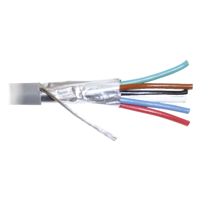 Bobina de 305 Metros (1000 Pies) de Cable 8 Conductores, 22 AWG, Tipo CMR, de Color Gris para Aplicaciones en Alarmas de Intrusión /Control de Acceso/Interfonos y TV Porteros/Automatización/Audio y Voceo.