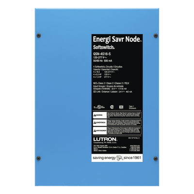 Controlador de iluminación Energi Savr Node con Softswitch, 4 zonas de conmutación de 16 A por canal, 120-277 V, montaje en superficie, para sistemas QS