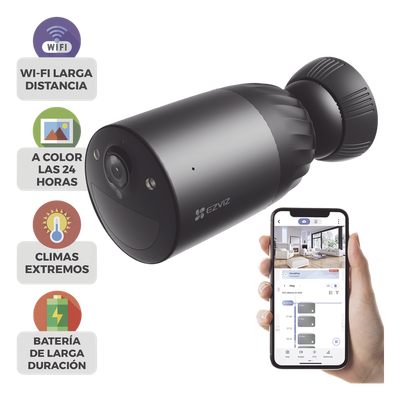 Cámara WIFI / 4K / Batería Recargable Compatible con Panel Solar CS-CMTSOLARPANEL-E/ 2.8mm / Conector Tipo C / Audio Dos Vías / Visión Nocturna en Color / Protección IP65/ Ranura para Memoria 512 GB