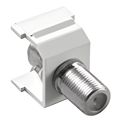 Conector coaxial tipo F de 75 ohms de instalación a presión para marco de 6 puertos Claro y Satin Colors, color blanco