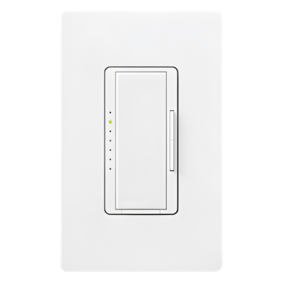 Atenuador de pared Maestro de 600 W para bajo voltaje electrónico (ELV), incandescente y halógeno, 120 V, unipolar o multilocación con accesorios MA-R, color blanco