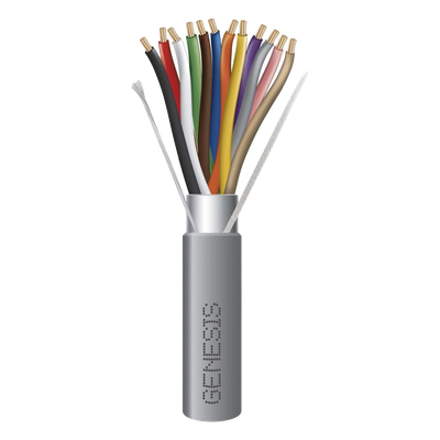 Carrete de 305 Metros (1000 Pies) / Cable de Cobre / 12 x 22 AWG / Riser / Tipo CMR CL3R FPLR / Para Interior / Color Gris / Para Aplicaciones de Alarmas de Intrusión y Automatización