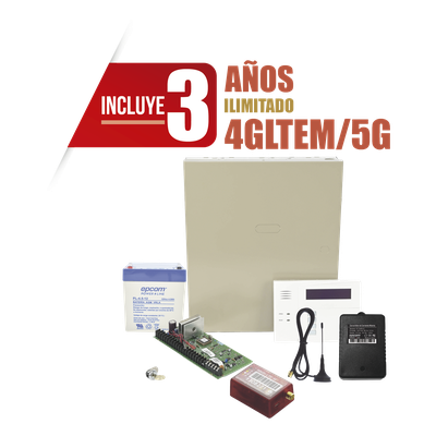 Kit de panel de alarma con 8 zonas cableadas, 40 zonas inalámbricas, comunicador celular 4G LTE-M/5G y 3 años de servicio de datos incluido