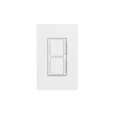 Atenuador dual Maestro con dos canales independientes de 300 W para lámparas incandescentes y halógenas, unipolar, 120 V, color blanco