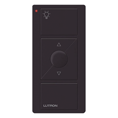 Control remoto inalámbrico Pico de 3 botones con subir y bajar de intensidad y luz nocturna, compatible con Caseta Wireless y RadioRA 2, color negro brillante