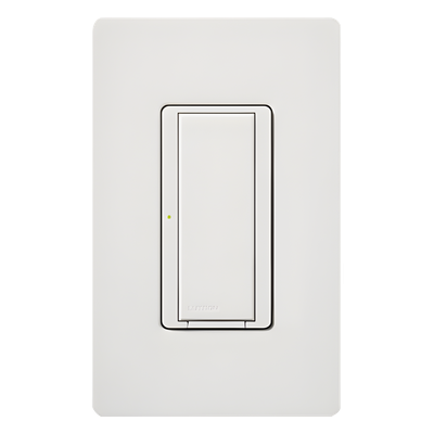Interruptor inalámbrico on/off Maestro Wireless para iluminación de 6 A y ventiladores de hasta 1/10 HP, 120 V, requiere neutro, compatible con hub Vive, color blanco