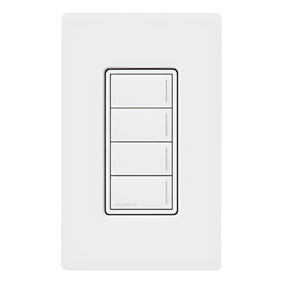 Botonera de pared Sunnata con 4 botones de escena, retroiluminada, blanco, para RadioRA 3