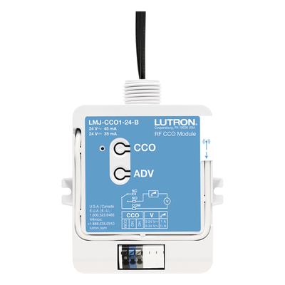 Módulo CCO de RF con salida de contacto seco NO/NC, 24 V, tipo mantenido o momentáneo, para integrar RadioRA 2, RadioRA 3 y HomeWorks QS con sistemas de terceros