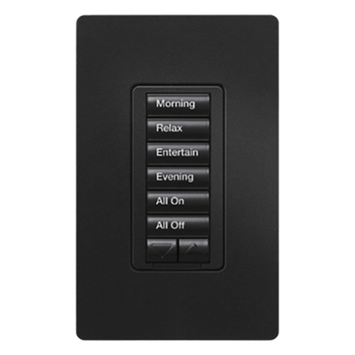 Teclado híbrido seeTouch con dimmer integrado, 6 botones y subir/bajar, 450 W, para RadioRA 2