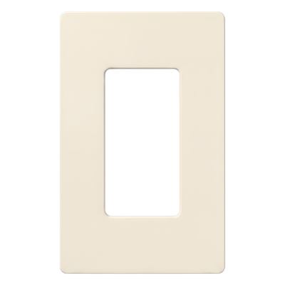 Placa de pared sin tornillos de 1 espacio, acabado satinado color Biscuit, para atenuadores y apagadores con abertura tipo designer de Lutron