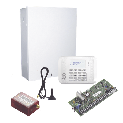 Kit de panel de alarma híbrido de 48 zonas con teclado receptor inalámbrico y comunicador celular 4G/5G con 2 años de servicio