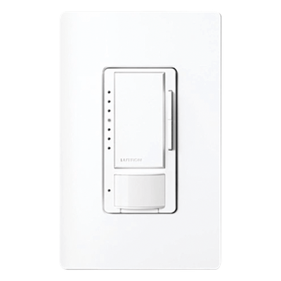 Atenuador de pared Maestro con sensor de ocupación y vacancia PIR, 600 W incandescente o 150 W LED y CFL regulables, 120 V, sin cable neutro, unipolar o multilocalización