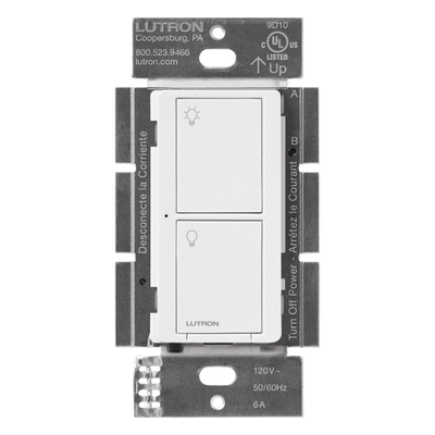 Interruptor on/off inalámbrico de pared para iluminación y ventiladores, 120 V, requiere neutro, control con Pico o desde la app con Smart Bridge, Caseta Wireless