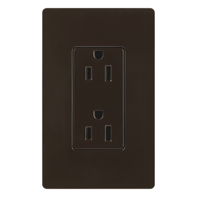 Tomacorriente dúplex de 15 A y 125 V color café, línea Claro para combinar con controles y placas Lutron de estilo Designer